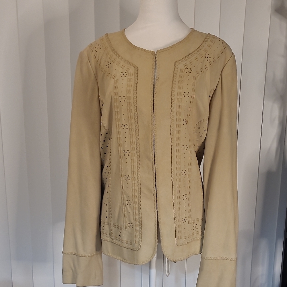Vtg. Dana Buchman Lazer Cut Suede Jacket